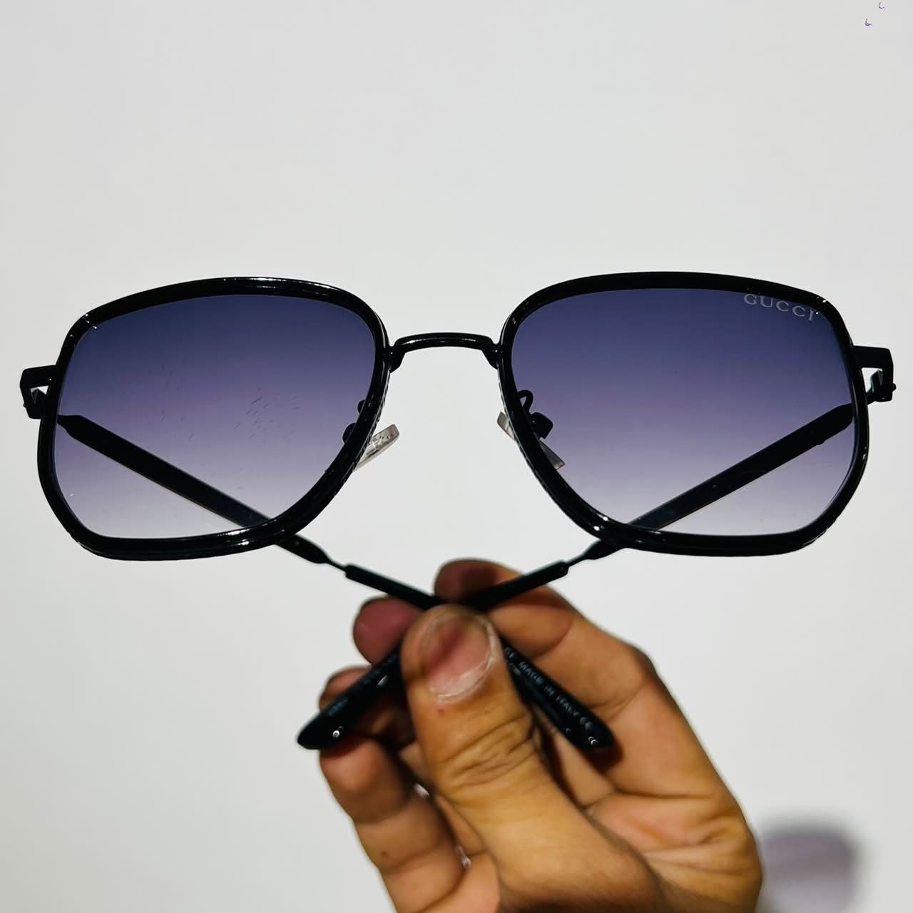 Gucci Black square-frame sunglasses with blue gradient lenses