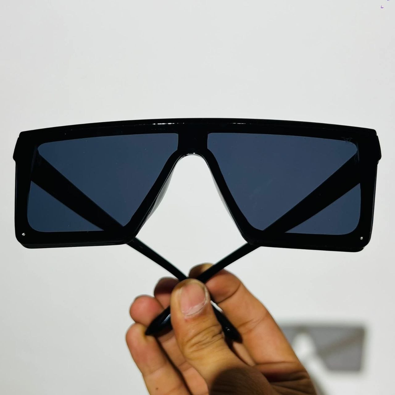 Trendy oversized flat-top square shield Wayfarers