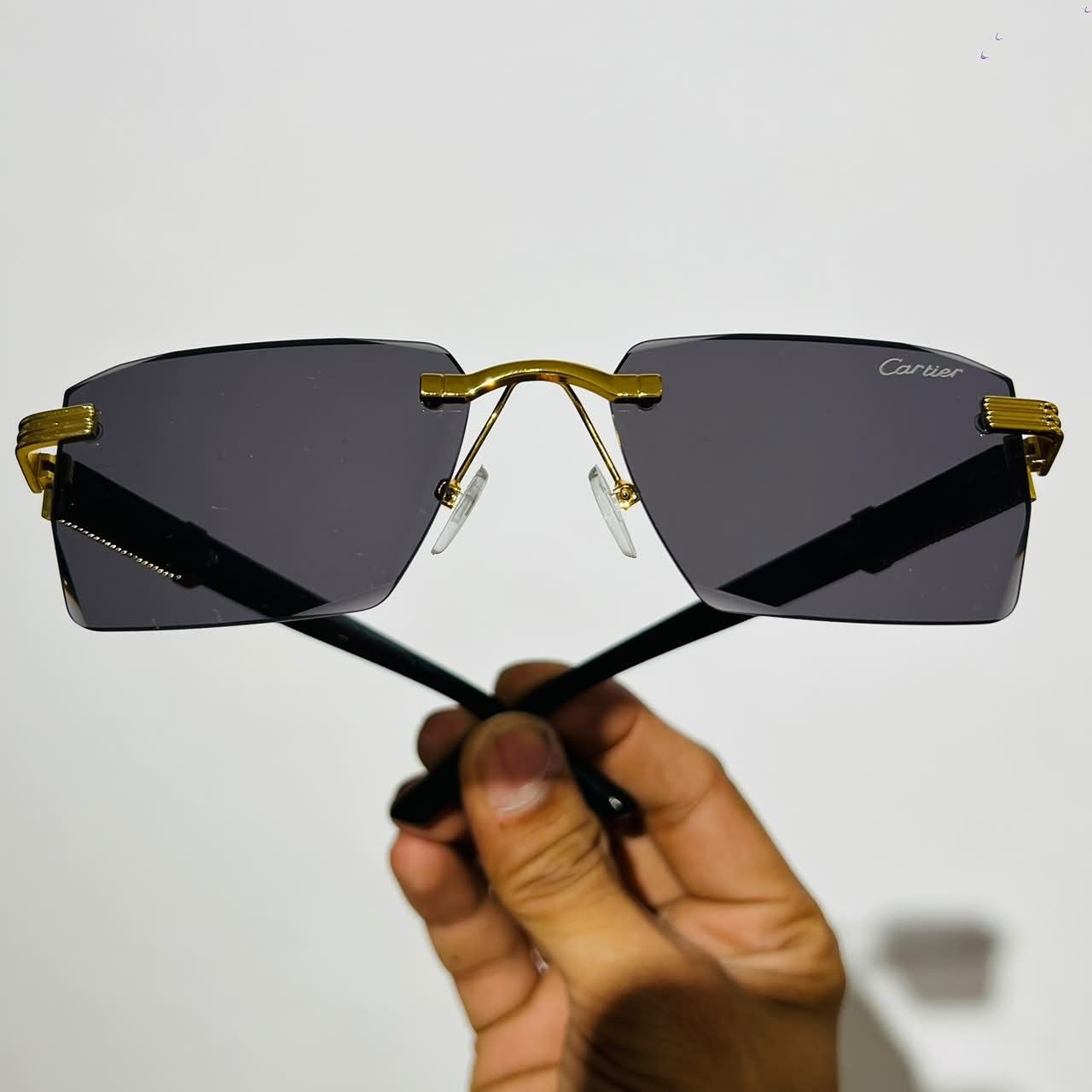 Luxury Cartier rimless rectangular sunglasses