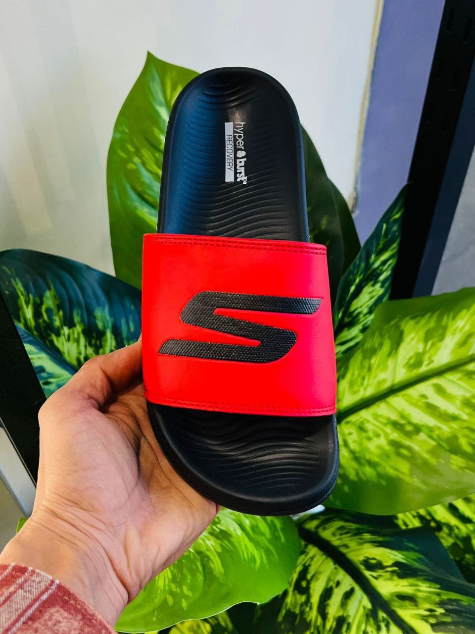 Sketchers Black Red Daily Use Slides Slippers