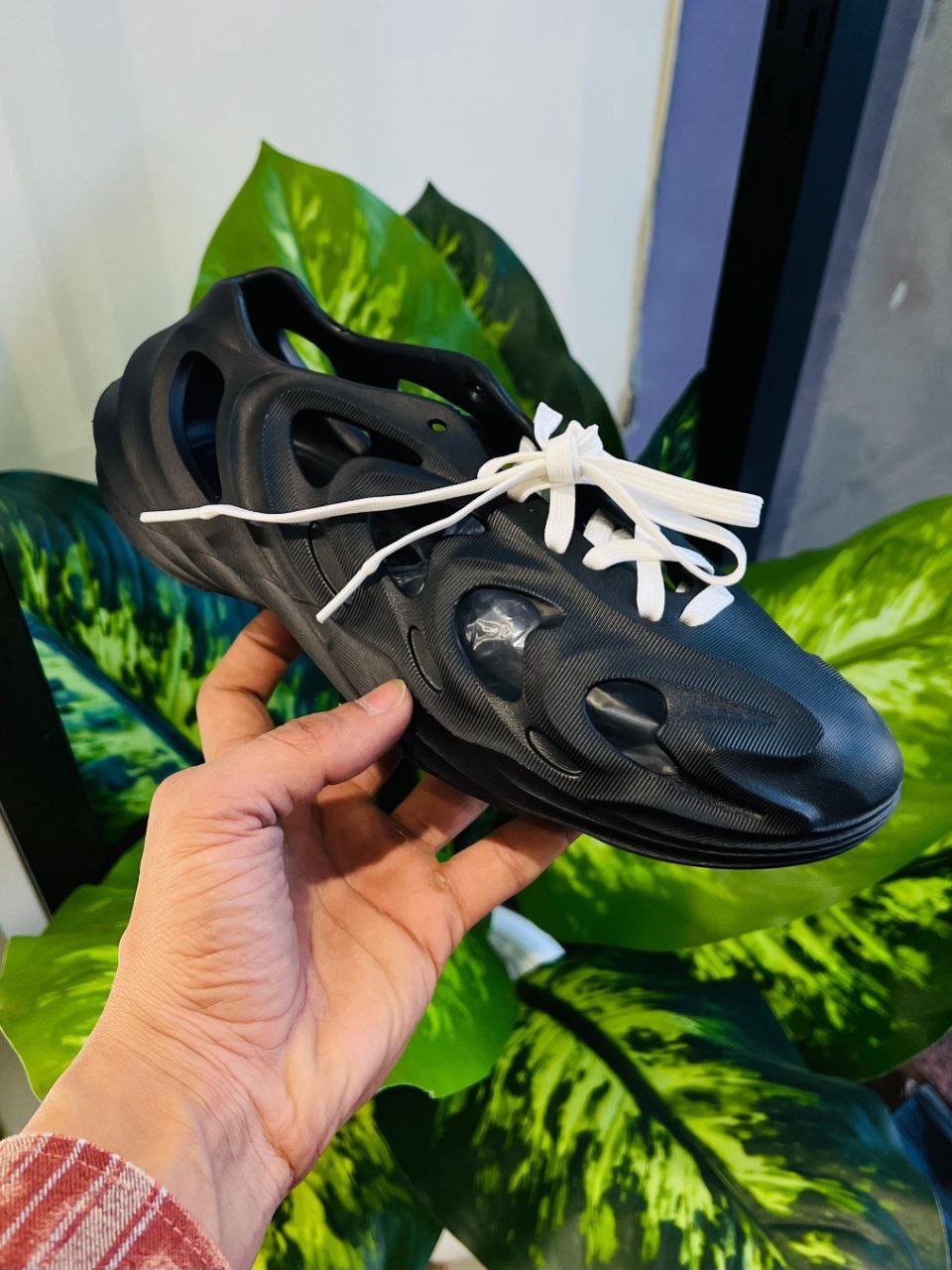 Black Daily Use Crocs Slippers With Lace