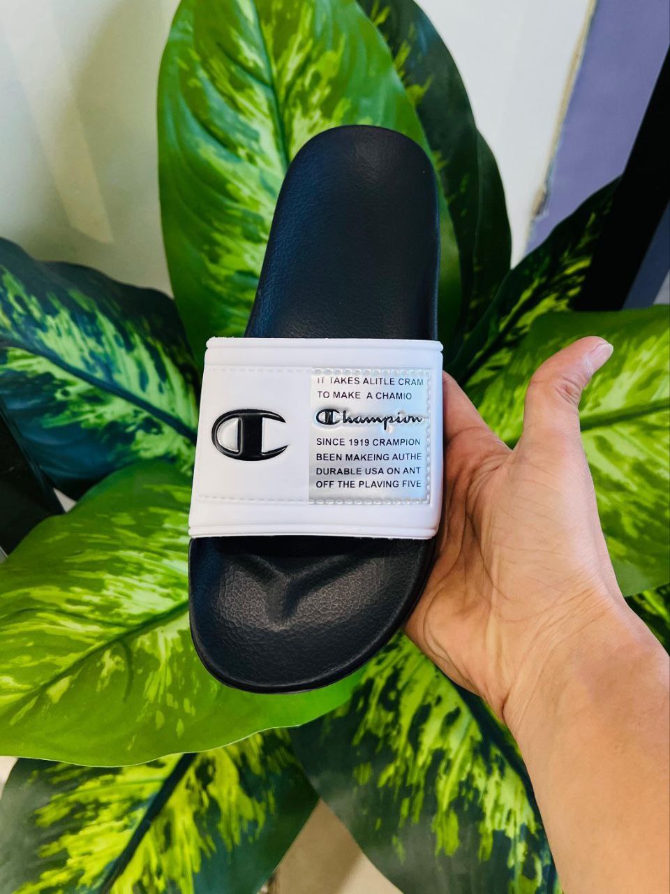 Champion Daily Use Slides Slippers Black White