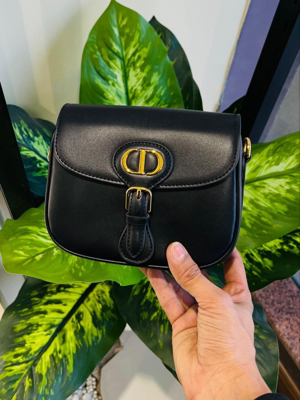 Black box calfskin Medium Dior Bobby Bag