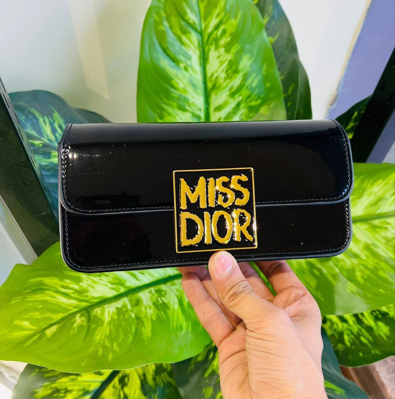 Christian Dior Miss Dior Flap Bag in black patent calfskin