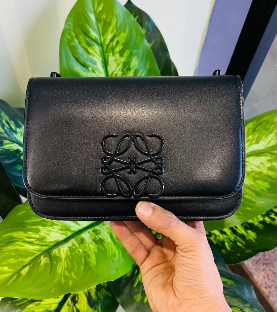 Black Loewe Small Goya Bag in silk calfskin