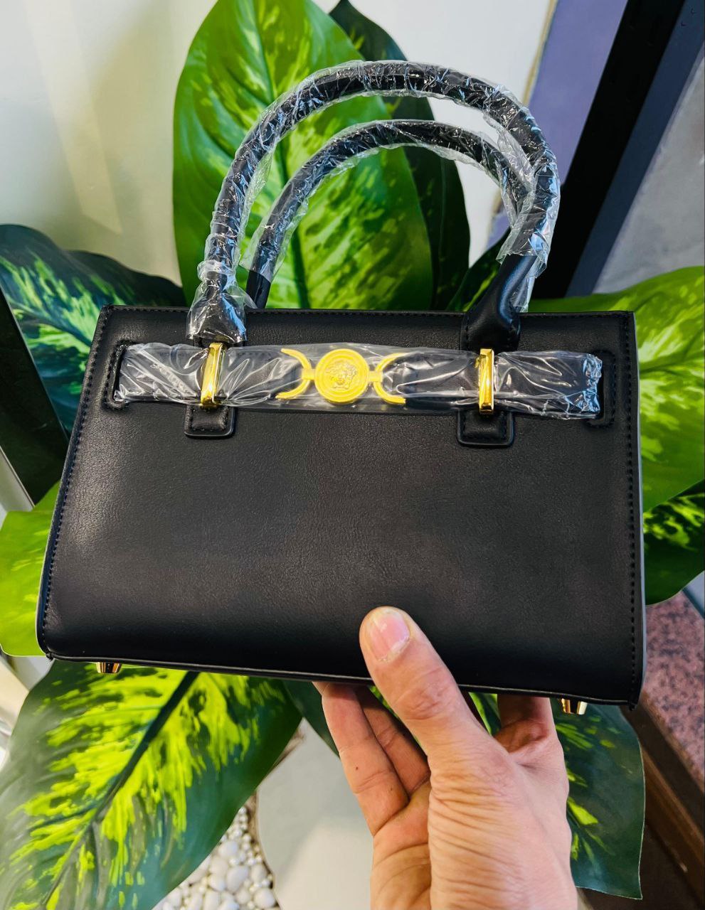 Versace Small Medusa '95 Tote Bag in black calf leather