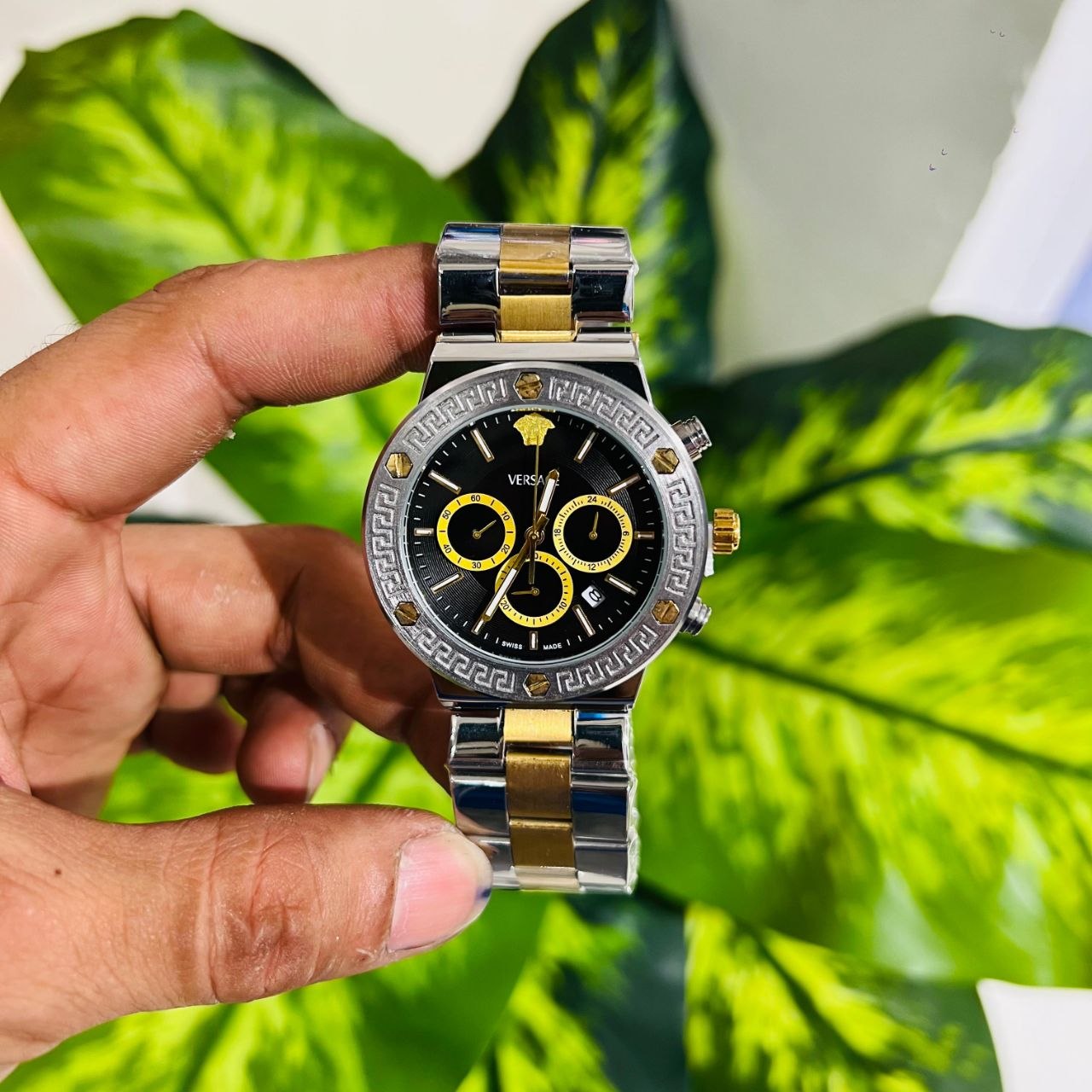 Versace Greca Logo Chronograph two-tone men's watch