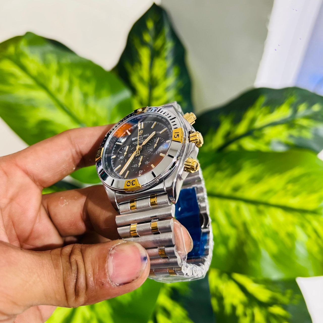 Two-tone Breitling Chronomat B01 chronograph watch