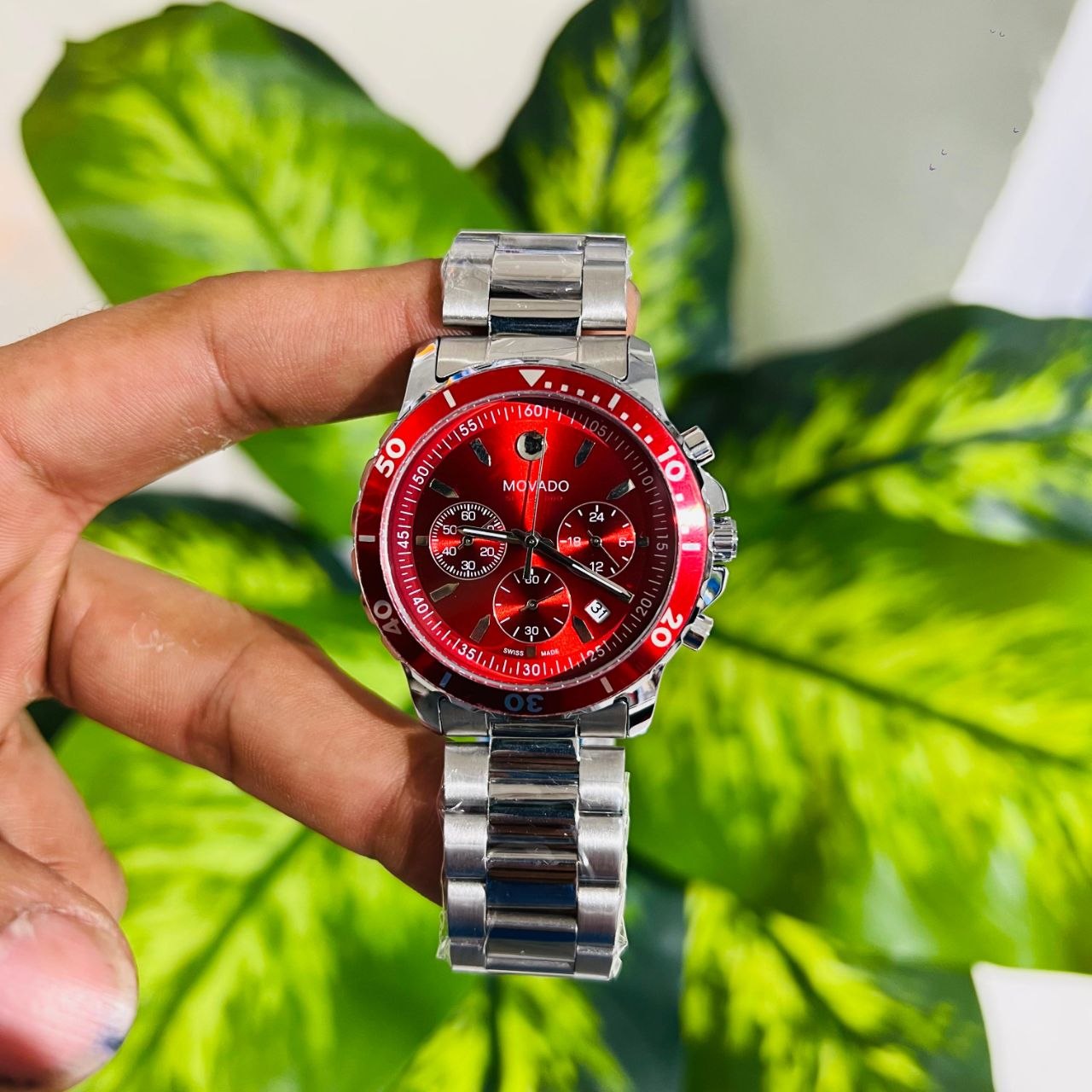 Movado Series 800 Chronograph Red Dial Watch