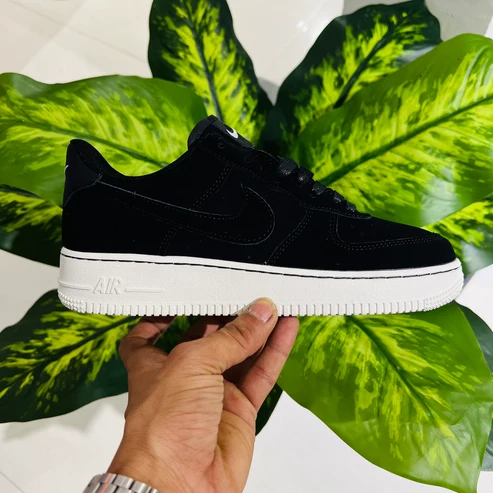 Nike airforce 1 suede leather black cream sole Sneakers