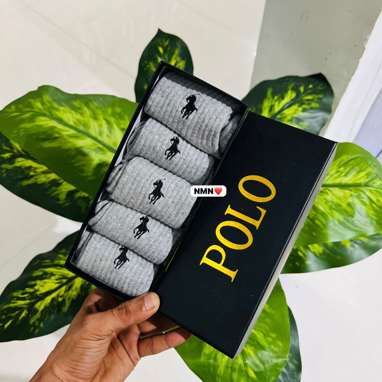Polo Ralph Lauren boxed ribbed crew socks in grey