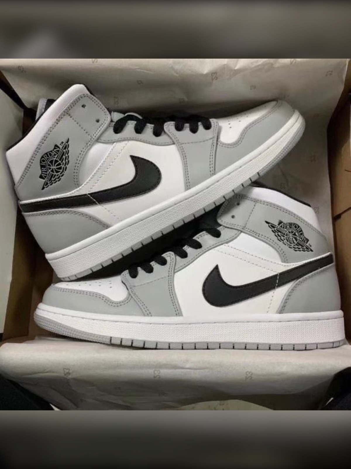 Shoes nike air jordan 1 grey black high