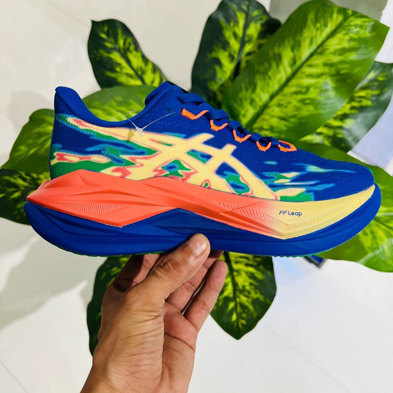 Shoes asics running blue orange