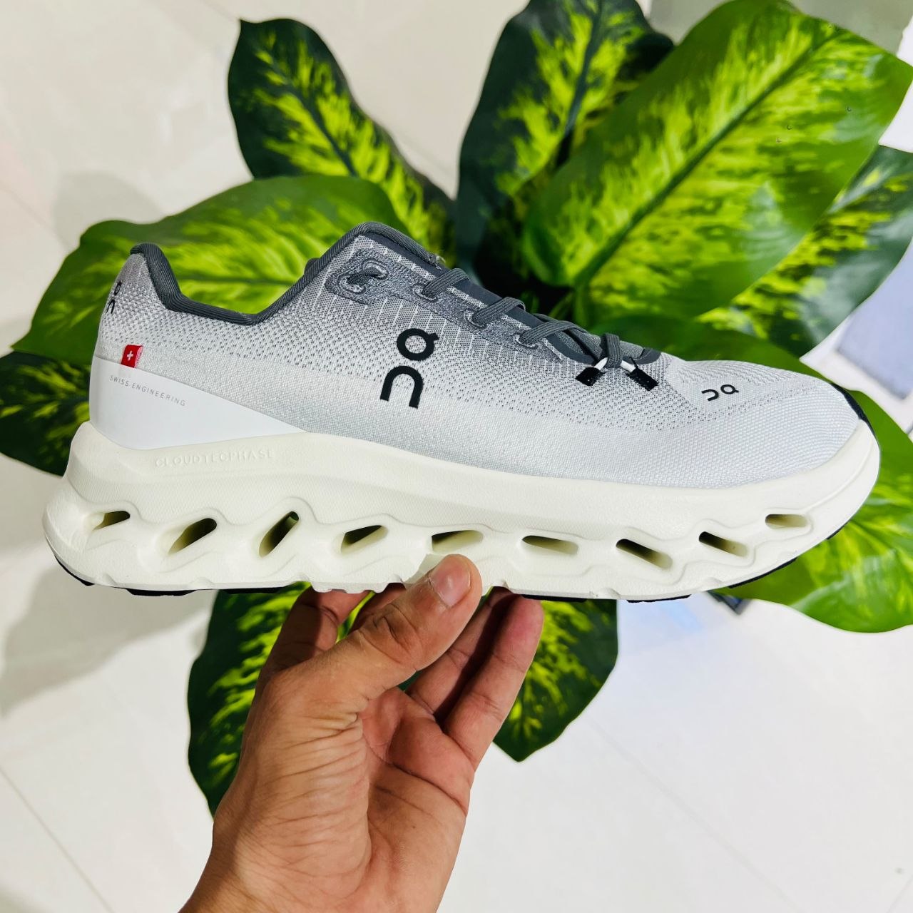 Shoes on cloud grey british white